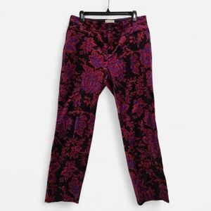 Anthropologie The Essential Slim Trousers Velvet Floral Size 8